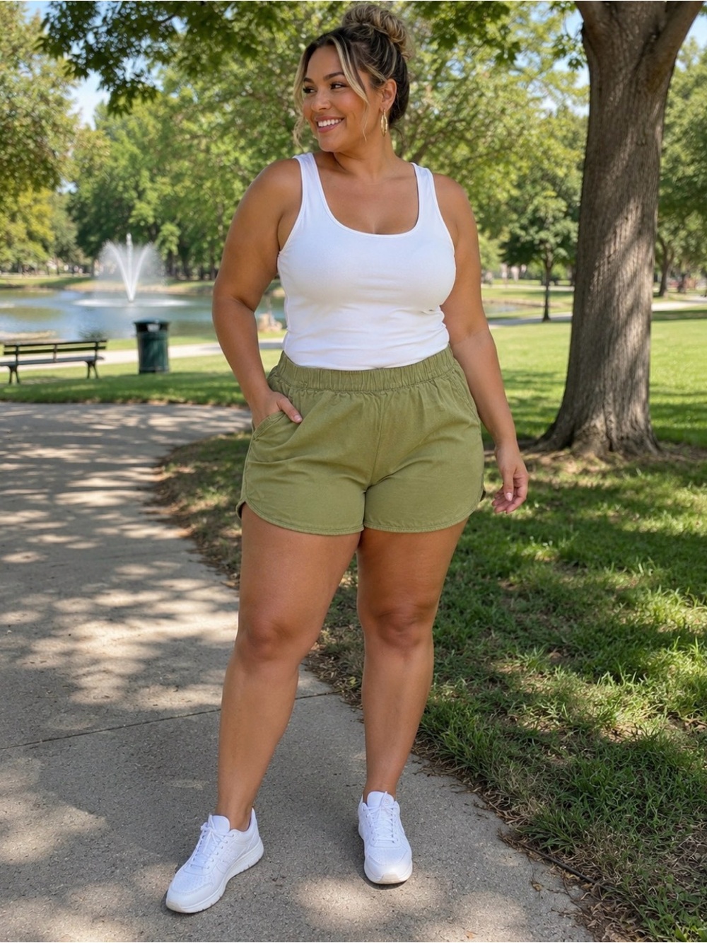 Madewell Olive Green Elastic-Waist Athletic Shorts